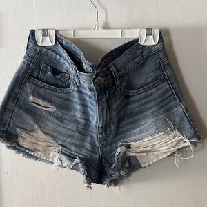 American Eagle Outfitters Blue Distressed Jean Shorts